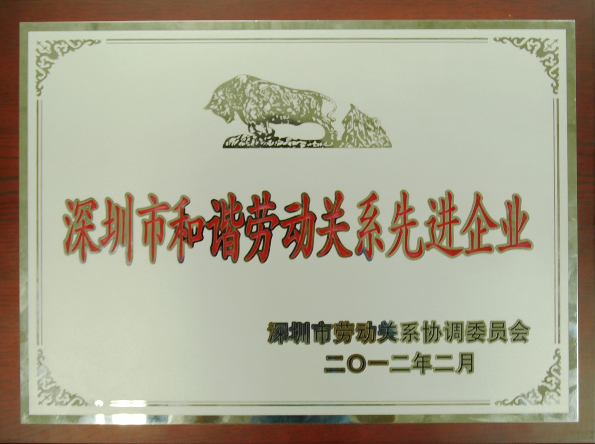 2012 深圳市和諧勞動關系先進企業(yè)